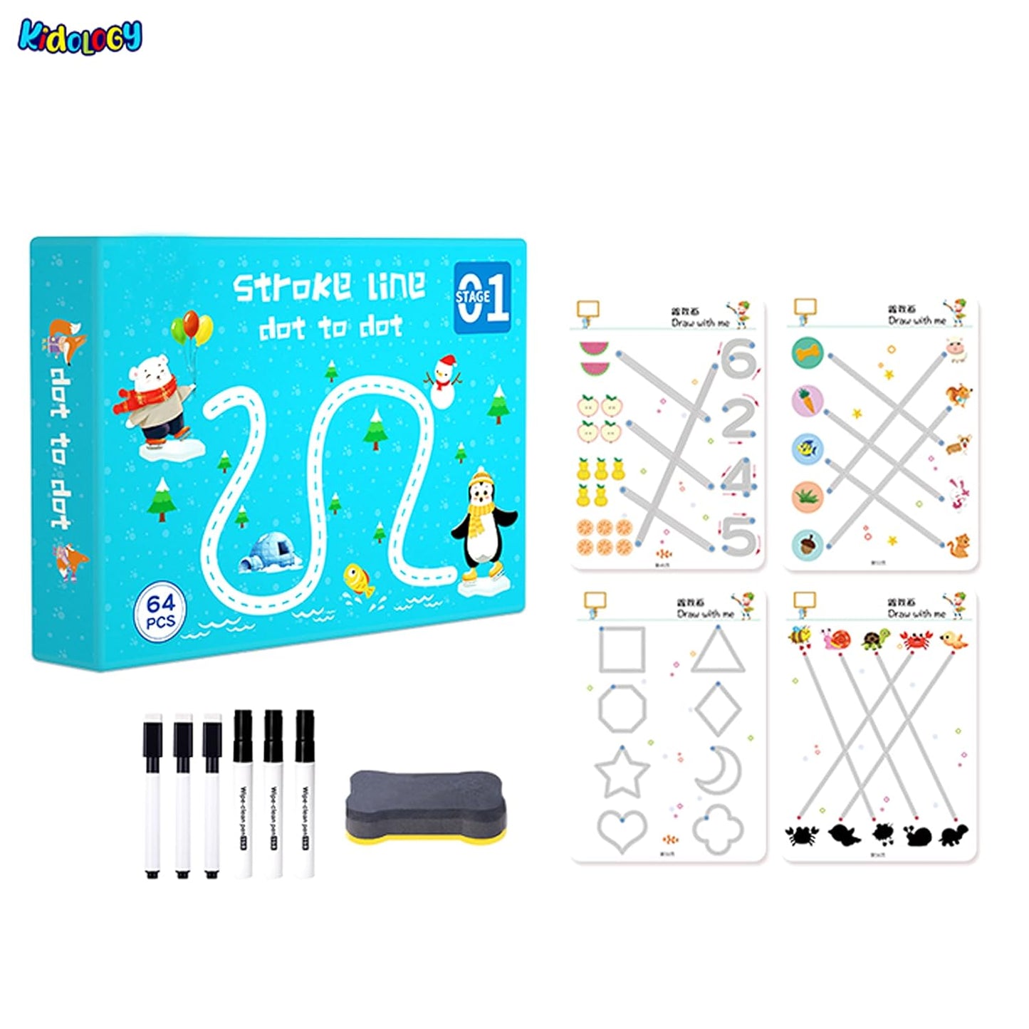 Stroke Line Dot To Dot Magical Tracing Workbook For Kids | Student Learning Book